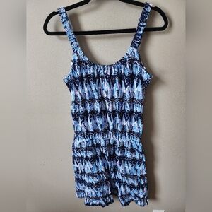 Lilly Pulitzer Loro Romper in The Low Tide Navy Sails And Stripes Pattern